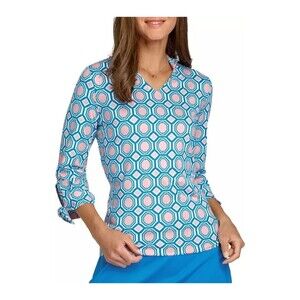 Tail Women's Palesa Long Tie Sleeve Golf Top Crystal Gem Size M